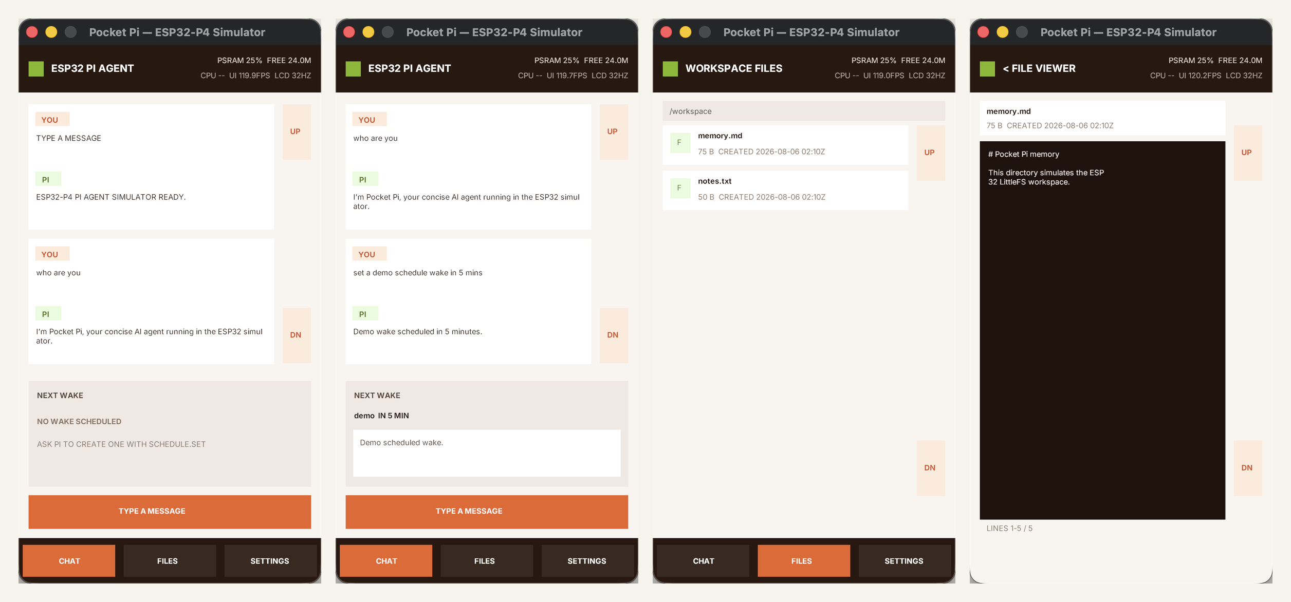 Pocket Pi screens on ESP32-P4