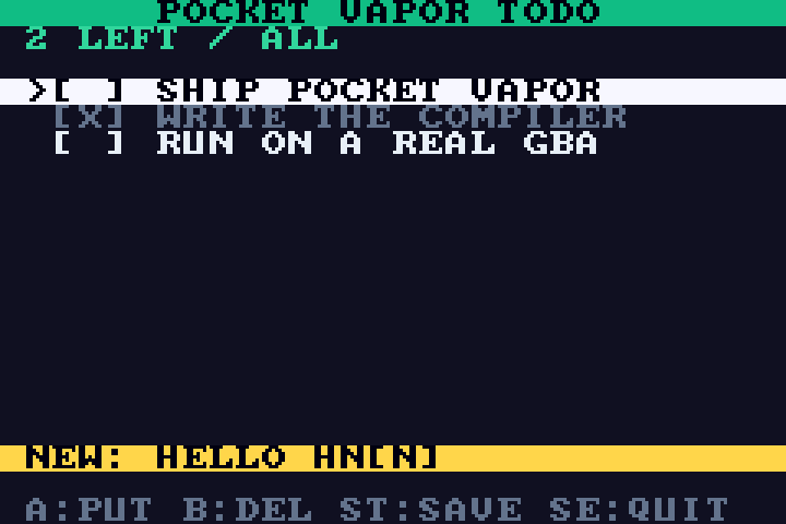 Vue todo on GBA